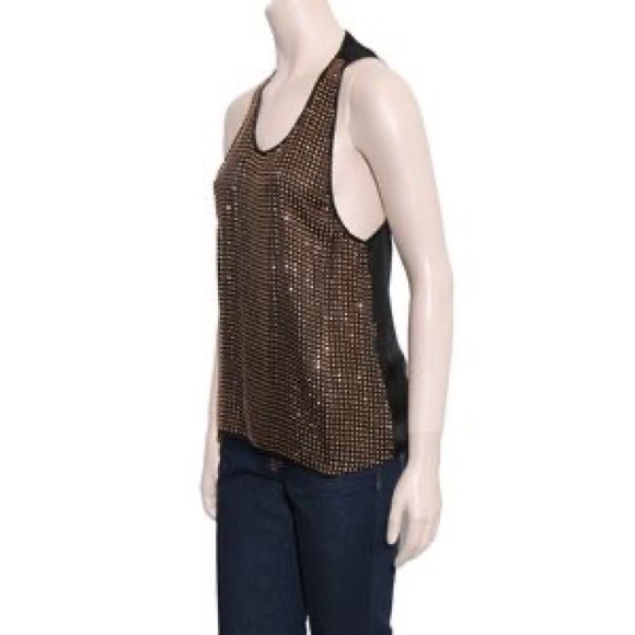 LAGENCE Gold Rhinestone Silk Tank - Picture 4 of 5